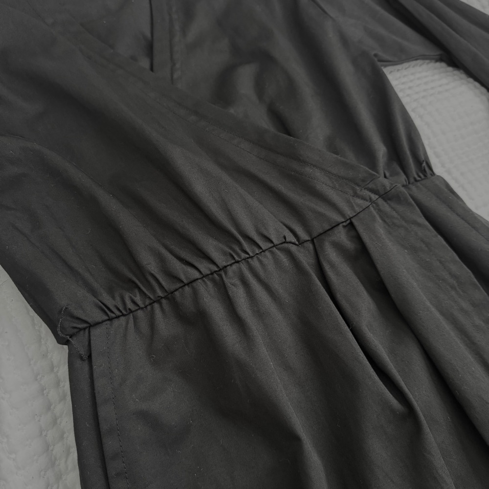 Saint Laurent Wrap Effect Mini Dress Black Cotton Twill Long Sleeve US 6 NWT - Picture 11 of 16